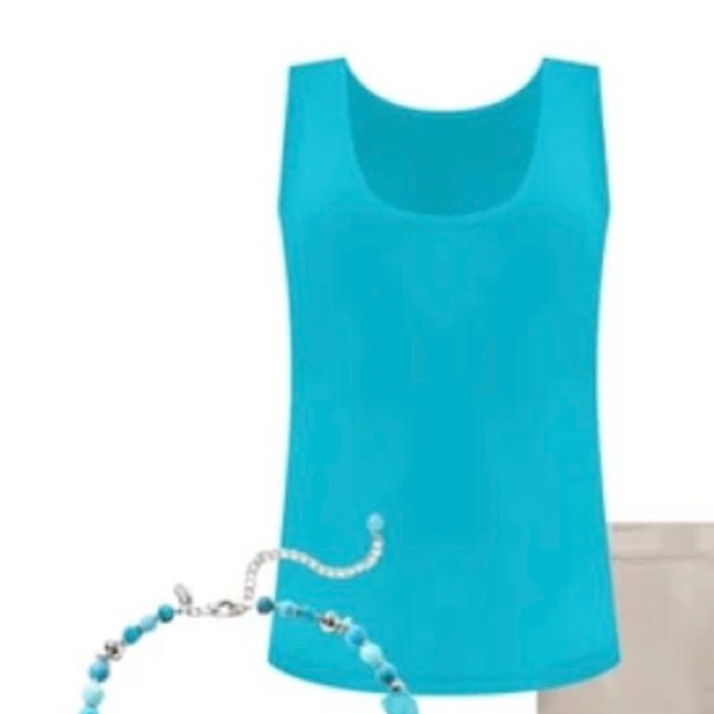 Chico’s Size 2 (12/14) NWOT Biscay Bay Blue “Timeless Microfeel Tank” Top